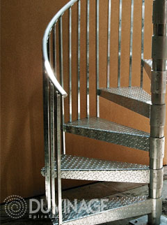 Galvanized Spiral Stair Kit with Diamond Plate Treads and Aluminum Rail